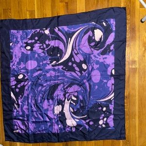 Bottega Veneta silk Scarf large 45” gray with purple, pink, blue print